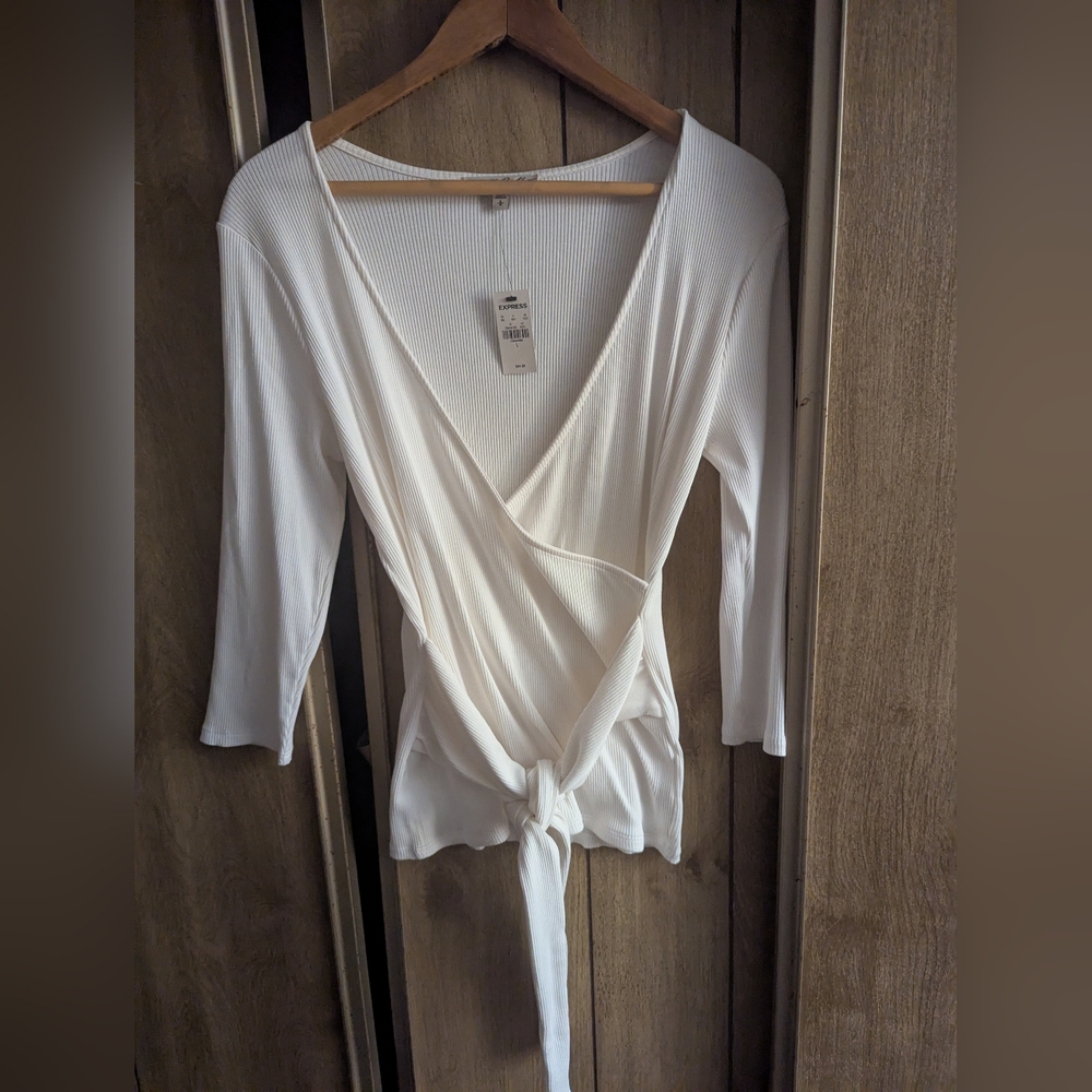 Express White Wrap Sweater